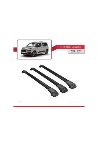 Citroen Berlingo 2019-2022 Arası İle Uyumlu Ace-1 Ara Atkı Tavan Barı Siyah 3 Adet Bar