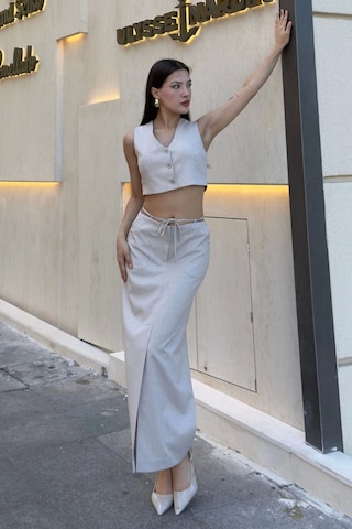 Bağlama Detaylı İkili Takım 46139-bej Bej