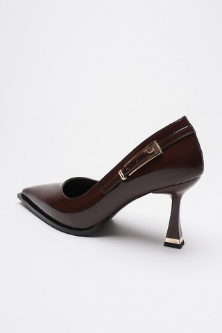 Alewomen Poni Kahve Rugan 10 Cm Topuklu Kadın Stiletto Kahverengi