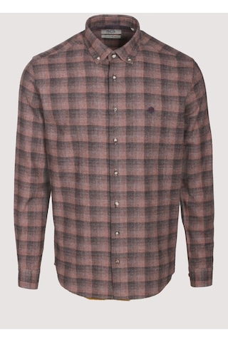 Erkek Gömlek Kiremit Uzun Kol Ekose Kareli Flanel Yün Tuşeli Slim Fit Düğmeli Yaka Shirt Ncs Jeans 7266-kiremit Kiremit
