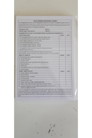 Risk Değerlendirme Formu Risk Değerlendirme Formu