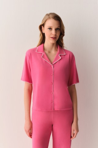 Suwen Hilary Gömlek Yaka Pijama Takımı Sh26628660b880 Pembe Melanj