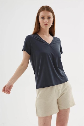 Fashion Friends V Yaka Antrasit Kadın Bluz 26y0144k1
