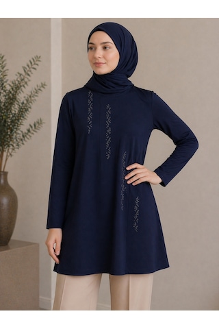 Mutlu City Orta Taş Ve Üzeri Anne Penye Tunik 30643 Lacivert