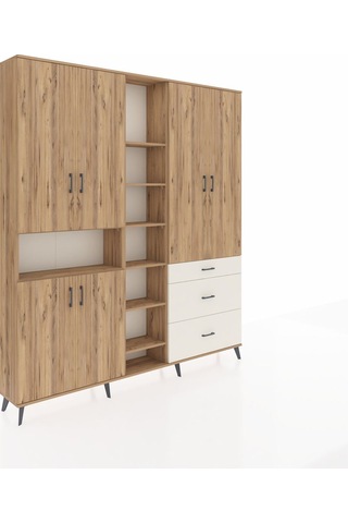 Arges Dolap 13 Raflı 3 Çekmeceli 6 Kapaklı 220x30x243 Çam-çam/aytaşı Atlas Çam/aytası