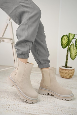 Nesil Shoes Dvm 5004 Bej Süet Çift Lastikli Kadın Bot-bej-süet Bej