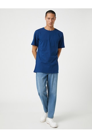 Koton Basic Tişört Slim Fit Bisiklet Yaka Kısa Kollu Pamuklu Lacivertvert 3Sam10057Hk 3Sam10057Hk702 Lacivert