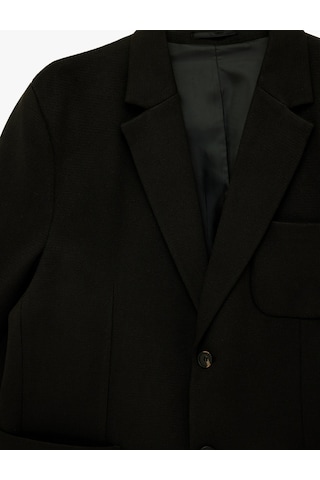 Koton Regular Fit Uzun Kollu Cepli Düğmeli Mono Yaka Blazer Ceket Siyah 6sam50005hw Siyah