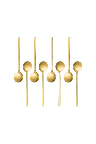 Qingmipy 8'li Altın Kaplama Paslanmaz Çelik Espresso Kaşığı Seti - Kahve, Tatlı Ve Dondurma İçin Altın
