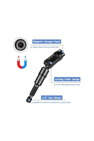 Tangshopping 1/4 Inç Manyetik Esnek Pivot Matkap Ucu Uç Tutucu