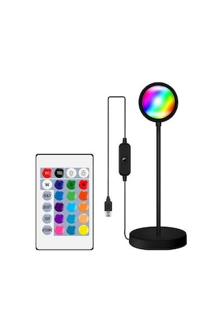 Novahub Rgb Gün Batımı Atmosfer Lambası 360 Derece Ayarlanabilir Projeksiyon Işığı Usb Romantik Led Gece Lambası Siyah Sıcak Beyaz