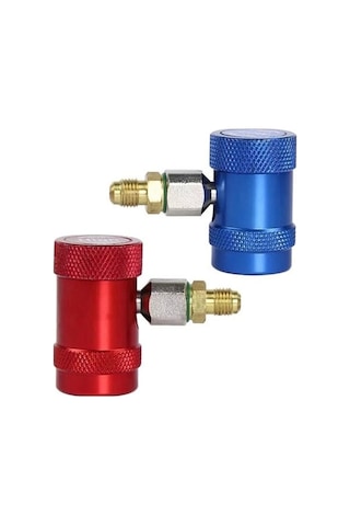 Mufunye R1234yf Klima Adaptörü: 2'li Bakır Hızlı Bağlantı, Yüksek/düşük Basınç Kırmızı/mavi , Soğutucu Sızıntısı Önleyici