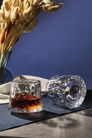 Greta Şeffaf 2'li 360 Derce Dönerli Viski Meşrubat Bardağı Japon Style 160ml