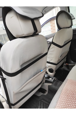 2,li Oto Koltuk Kılıfı Minder Alkantra Kumaş Gri Renk Slikon Direksiyon Kılıfı