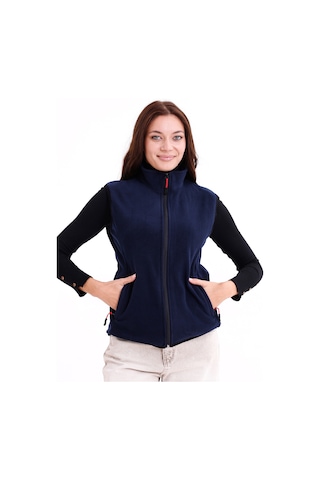 Monox Kadın Slim Fit Tam Fermuarlı Polar Yelek Lacivert