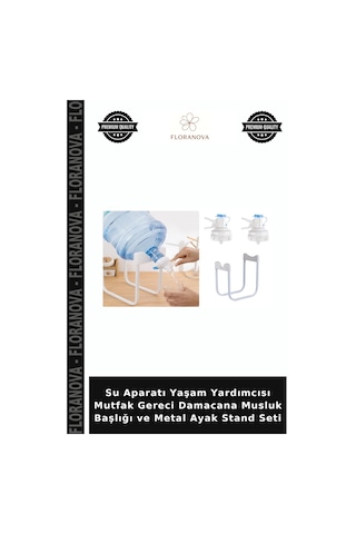 Su Aparatı Yaşam Yardımcısı Mutfak Gereci Damacana Musluk Başlığı Ve Metal Ayak Stand Seti Çok Renkli
