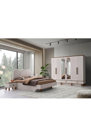 %100 Mdf-aytaşı-bohem Mahlas 6 Kapaklı Aynalı Gardırop