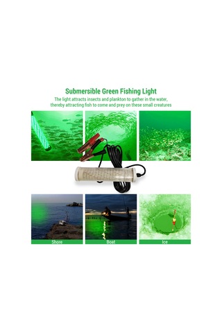 Symbee 12v 20w 120 Led Su Altı Balık Işığı, Yeşil Işık 5m Kablolu, Tuzlu & Tatlı Su Uyumlu, Gece Balıkçılığı İçin Sulu Ortamlar İçin Beyaz