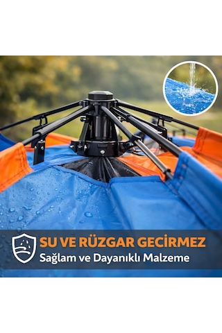 Büro Ev Ofis Kamp Keyfi İçin 300x300x170cm 6kişilik Otomatik Kurulum Sızdırmaz Doğa Aile Çadırı Diğer