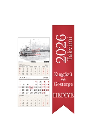 2026 Minik Boy Gemici Takvimi Denizci Duvar Takvimi 24x52 Cm