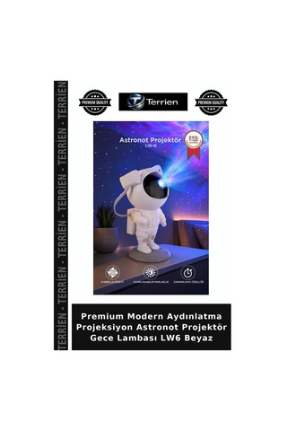 Premium Modern Aydınlatma Projeksiyon Astronot Projektör Gece Lambası Lw6 Beyaz