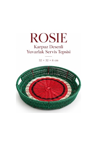 Rosıe Karpuz Desenli Yuvarlak Servis Tepsisi 32 Cm Karışık