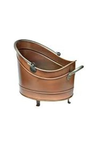 Ayaklı Odun Kovası Bakır Küçük Boy Bakır