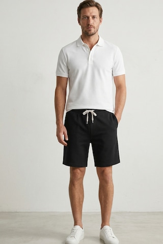 Elemge Pamuklu Erkek Siyah Casual Şort Yan Cepli Bağcıklı Regular Fit Boru Paça Günlük Bermuda 2 Iplik