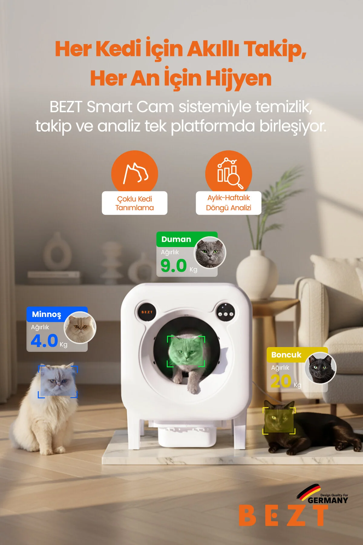 Bezt Smart Cat Pro Kameralı Otomatik Akıllı Kedi Tuvaleti