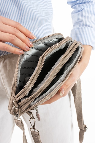 Nemo Bags Açık Vizon Unisex Cüzdan, 4 Gözlü, Telefonluk, Crinkle Kumaş, Çapraz Askılı Omuz Çantası, 20x12cm Açık Vizon