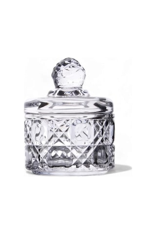 Lexroo Lüx Kristal Mini Cam Şekerlik & Cam Lokumluk, Kesme Cam Lüx Şekerlik 7.5cm 9.2cm - 06643 Çok Renkli