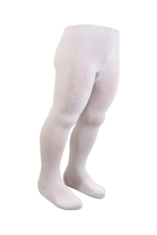 DESIGN PAMUKLU KÜLOTLU ÇORAP - 9 YAŞ-Beyaz