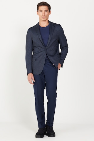AC&Co / Altınyıldız Classics Erkek Lacivert Slim Fit Dar Kesim Mono Yaka Baskılı Ceket Lacivert
