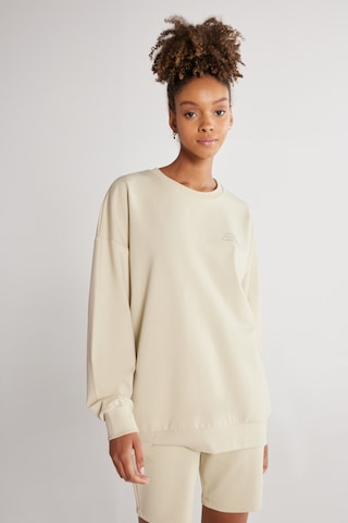 AC&Co / Altınyıldız Classics Erkek Bej Oversize Fit Geniş Kesim Bisiklet Yaka Pamuklu Sweatshirt Krem