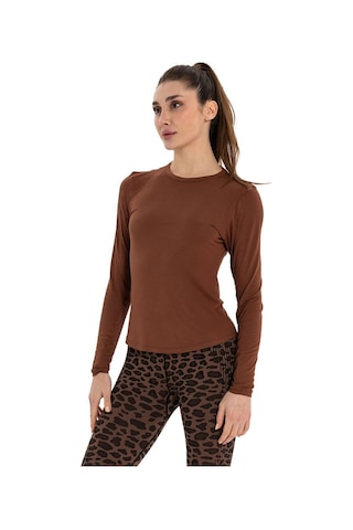 Inguz Uzun Kollu Basic Modal Yoga T-shirt Kahverengi