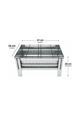 Omnipazar Portatif Taşınabilir Katlanır Galvaniz Paslanmaz Mangal Gri
