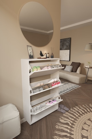 Dekorfim DF08101B Ayakkabılık Raflı Ayakkabılık 3 Bölmeli Kapaklı Ayakkabılık