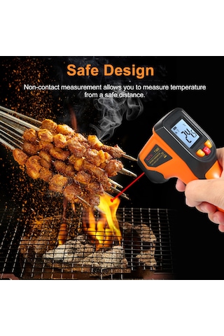 Springsun Njty Kızılötesi Termometre Temassız Dijital Sıcaklık Tabancası -50 C 600 C -58 F 1112 F Endüstriyel, Mutfak Pişirme