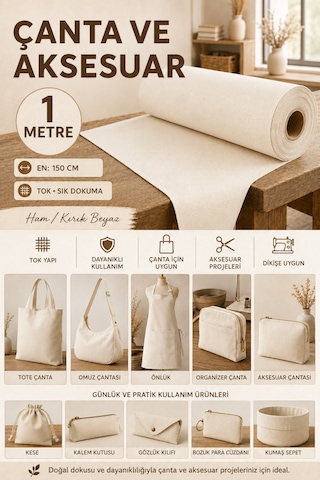 Gabardin Kumaş, Çanta , Tuval, Punch, Nakış, Branda Ve Güneşlik Yapımına Uygun En : 150cm Bej