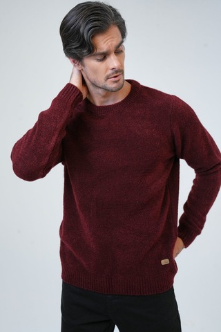 Bordo Regular Fit Bisiklet Yaka Triko Kazak-bordo Bordo