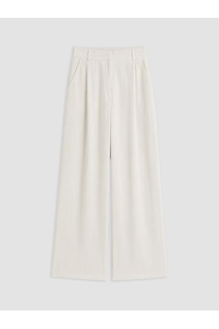 Lcw Comfort Beyaz Geniş Paça Pileli Kadın Kumaş Pantolon