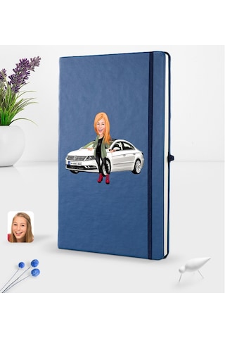 Kişiye Özel Plakalı Kadın Volkswagen Passat Karikatürlü Lacivert