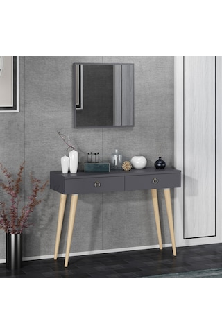 Dekorosso Arden Ahşap Ayaklı Kare Aynalı Modern Dekoratif Dresuar (497932280) Antrasit