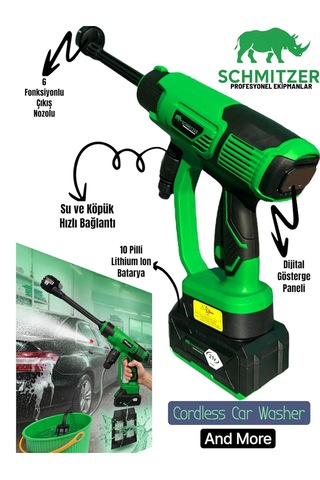 Schmıtzer Sch-2002y Pro 21v Brushless Motor Yüksek Basınçlı Şarjlı Oto Araba Yıkama Makinesi 3 Kademe Dijital Göstergeli 30