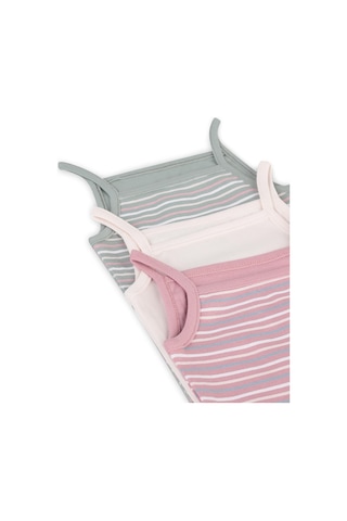 Civil Baby Çizgili İp Askılı 3 Lü 0-36 Ay Çıtçıtlı Badi - Pembe Açık Gül Kurusu