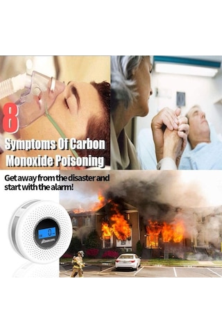 Duman Ve Karbon Monoksit Dedektörü Kombinasyonu, Sesli Uyarı Ve Sayı Ekranı İle Pili Çalışan