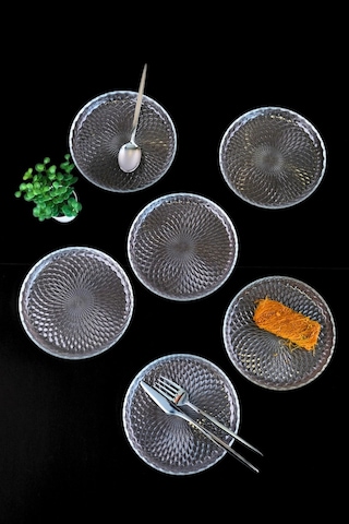 Tabak Evi Aden Sensu Cam Pasta Tabağı 16cm Sade 6 Lı 2492 Şeffaf