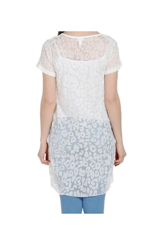 Bulalgiy Kadın Krem Ipek Leopar Desenli Plaj Elbise - Bga649106