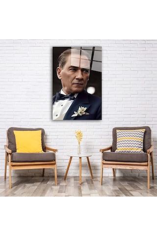 Atatürk Portresi Yapay Zeka Cam Tablo