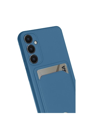 Storeşahin Samsung Uyumlu Galaxy S24 Fe Kılıf Kelvin Kartvizitli Silikon - Mavi Shn0720